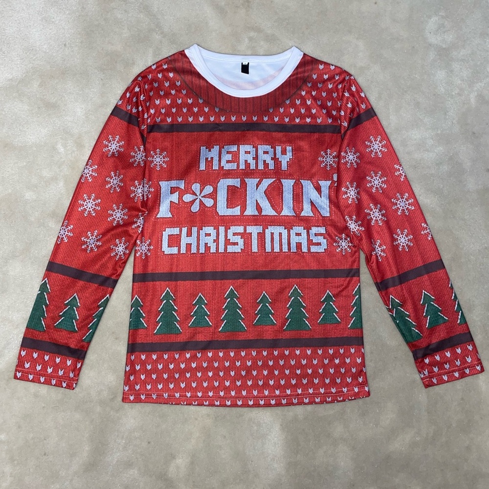 Men’s T-Shirt Long Sleeve Christmas Snow Size L